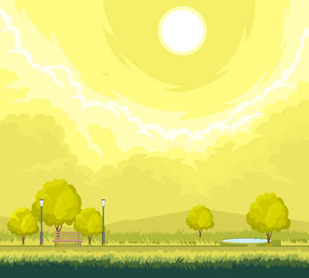 Rural autumn landscapeのイラスト素材