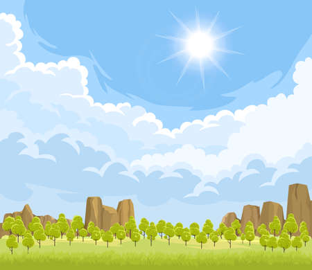 Summer landscape with treesのイラスト素材