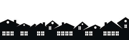 Black silhouette of suburbのイラスト素材