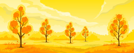 Autumn landscape bannerのイラスト素材