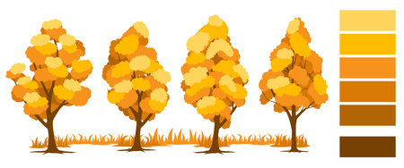 Autumn. Trees setのイラスト素材