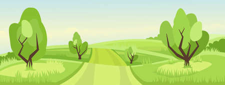 Rural summer landscapeのイラスト素材