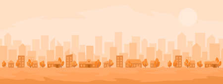Autumn town landscapeのイラスト素材