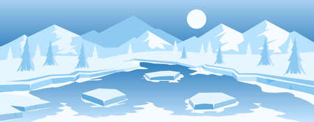 Frozen lake in mountainsのイラスト素材