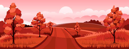 Rural sunset landscapeのイラスト素材