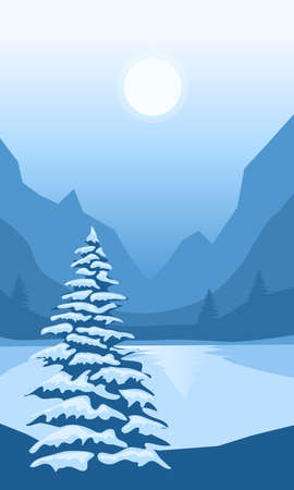 Abstract landscape with mountains and firsのイラスト素材