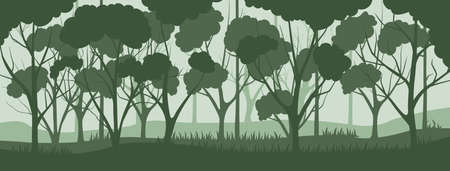 Silhouette magical misty forest.のイラスト素材