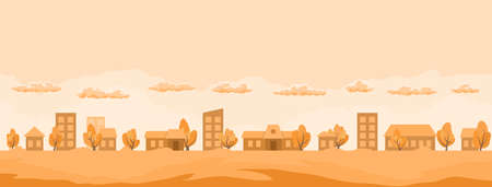 Autumn town landscapeのイラスト素材