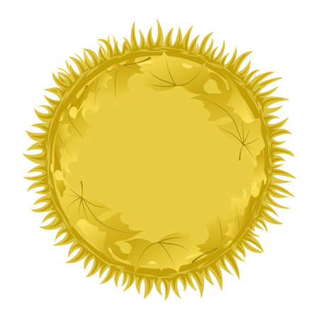 Round frame with grass and leavesのイラスト素材