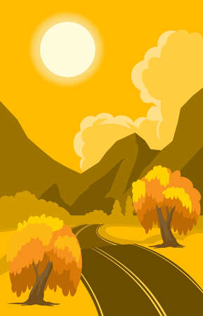 Rural autumn landscapeのイラスト素材