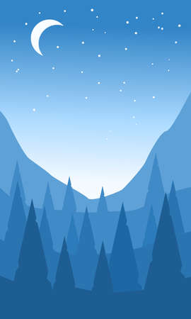 Abstract landscape with mountains and firsのイラスト素材