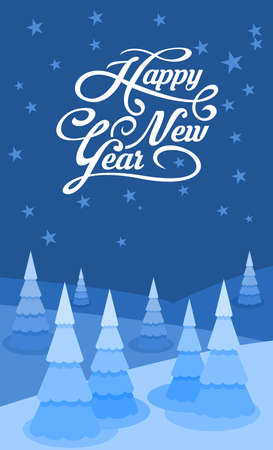 Winter landscape background with text Happy New Yearのイラスト素材