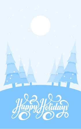 Winter landscape background with text Happy Holidaysのイラスト素材
