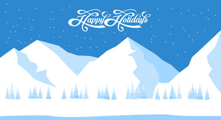 Winter landscape background with text Happy Holidaysのイラスト素材