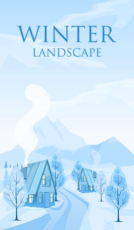 Winter landscape background with text Winter Landscapeのイラスト素材