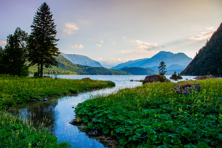Small river in the high mountains Austriaの写真素材