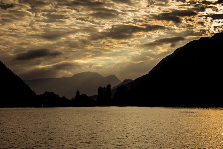 Beautiful lake in high mountains Alps Austriaの写真素材