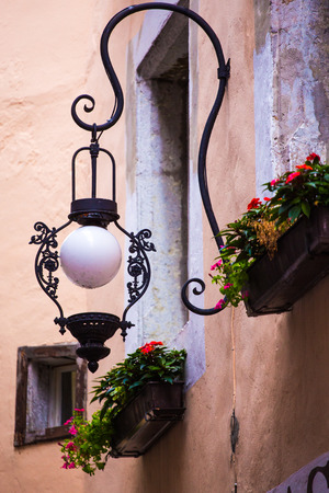 Street lantern in small village in Austriaの写真素材
