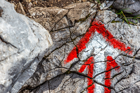 Moving up symbol on the rock Austriaの写真素材