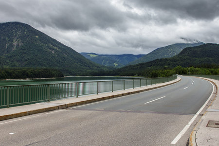 Bridge over the river in Alps Austriaの写真素材