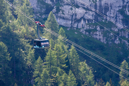 Large view at the chairlift in high mountains Alps Austria