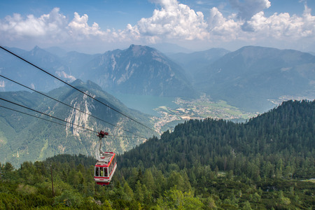 Large view at the chairlift in high mountains Alps Austriaの写真素材