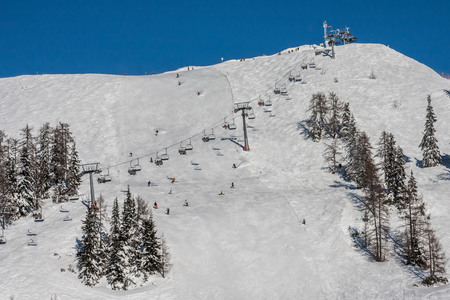 Winter view at the ski station in high Alps Austriaの写真素材