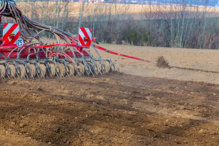 Sowing and plowing action in the spring seasonの写真素材