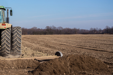 Sowing and plowing action in the spring seasonの写真素材