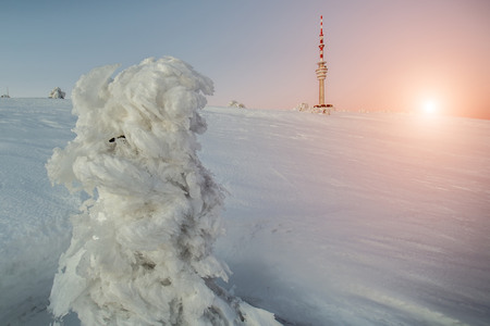 Beautiful sunset in the high mountains Alps Austriaの写真素材