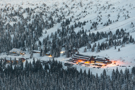 Small houses in high mountains Alps Austriaの写真素材