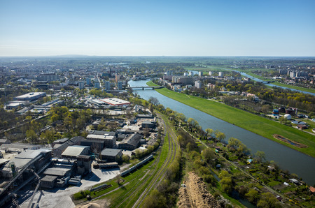 Aerial view of the city in Poland Opoleの写真素材