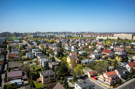 Aerial view of the city in Poland Opoleの写真素材