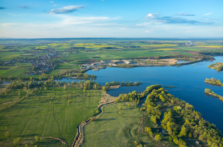 Aerial view on the beautiful large lakeの写真素材