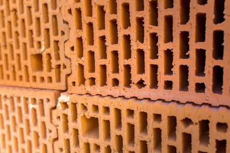 Close view on the single red brickの写真素材