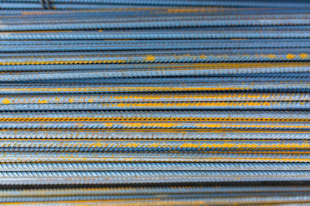 Close view on the steel reinforcing barsの写真素材