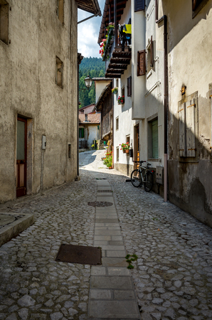 Close view on the small old street in Italyの写真素材