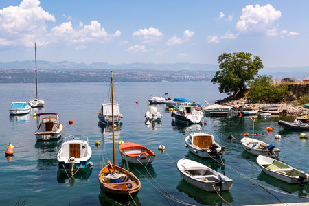 Large view on the bay with many boatsの写真素材