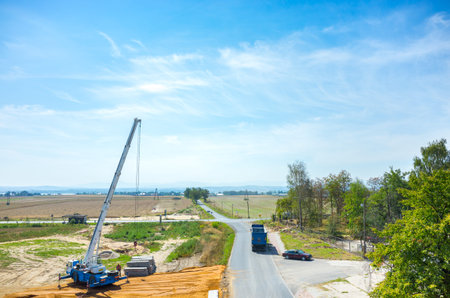 Aerial view on the road under construction