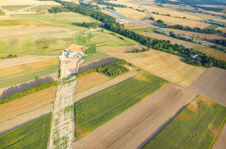 Aerial view on the road under construction