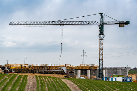 Large view on the new road construction siteの写真素材