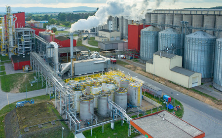 Aerial view on the modern biofuel factoryのeditorial素材