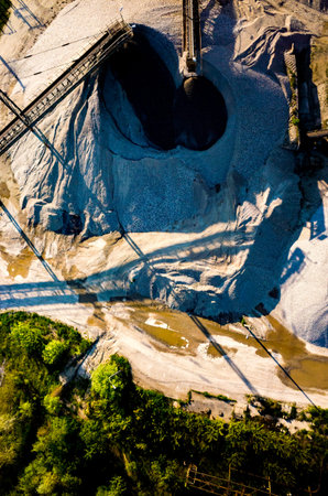 Aerial view on the big sand mine