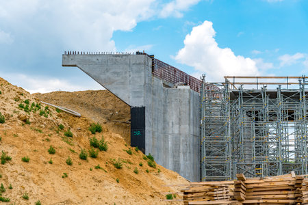 Large view on the new road construction site