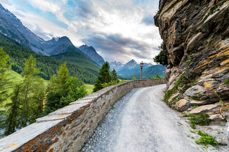 Large view on the route in the mountains