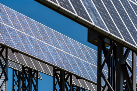Large view on the modern solar panels