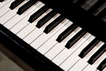 Close view on the piano's b-w keyboardの写真素材