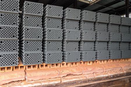 Close view on the stack of airbricksの写真素材