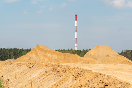 Large view on the new road construction site