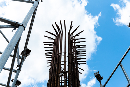 Large view on the construction site of the new modern bridgeの写真素材